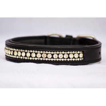 Collare Gioiello in Pelle per Cani - Total White Crystal 3 Row