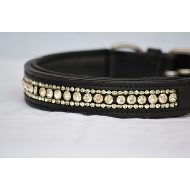Collare Gioiello in Pelle per Cani - Total White Crystal 3 Row