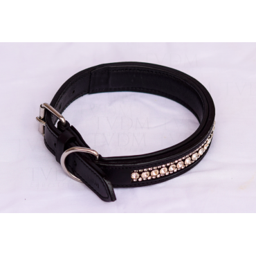 Collare Gioiello in Pelle per Cani - Total White Crystal 3 Row