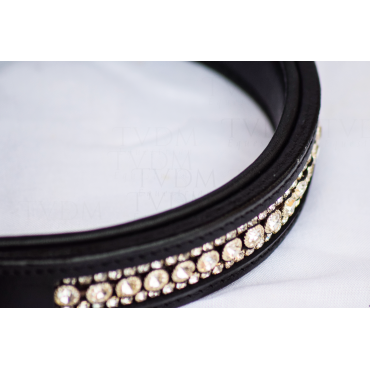 Collare Gioiello in Pelle per Cani - Total White Crystal 3 Row